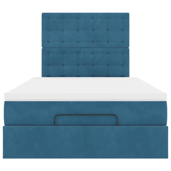 Ottoman-Bett mit Matratzen Dunkelblau 120x190 cm Samt