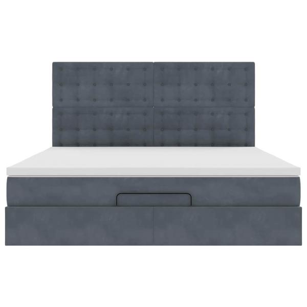 Ottoman-Bett mit Matratzen Dunkelgrau 180x200 cm Samt