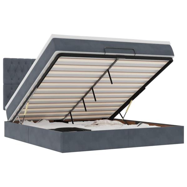 Ottoman-Bett mit Matratzen Dunkelgrau 180x200 cm Samt