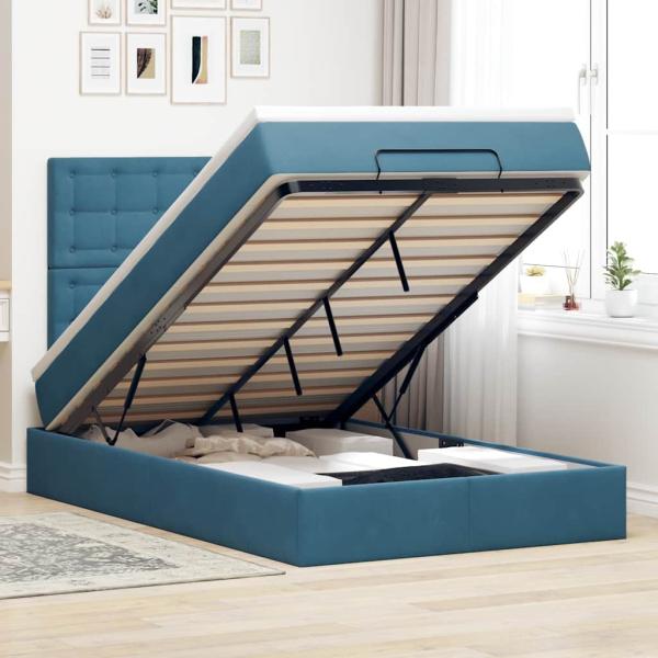 ARDEBO.de - Ottoman-Bett mit Matratzen Dunkelblau 120x200 cm Samt