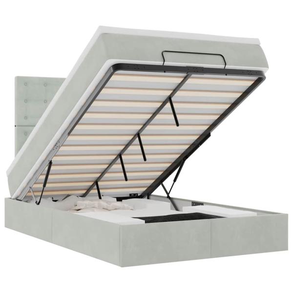 Ottoman-Bett mit Matratzen Hellgrau 120x200 cm Samt