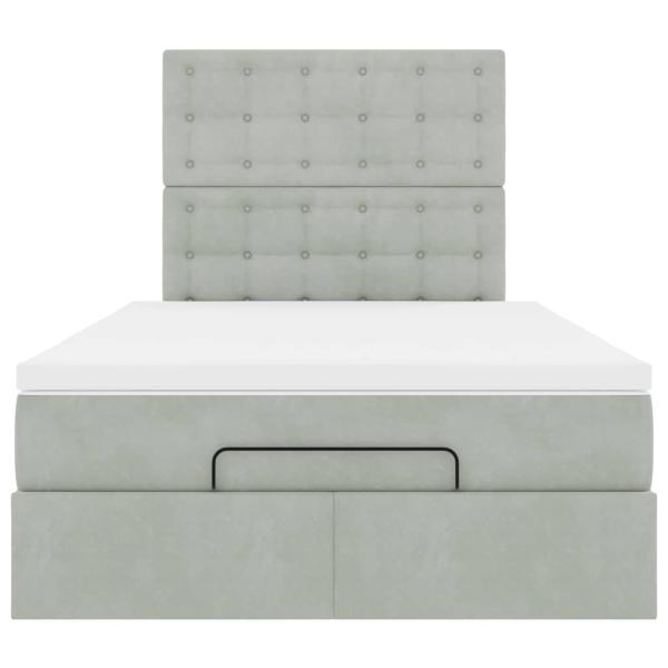 Ottoman-Bett mit Matratzen Hellgrau 120x200 cm Samt