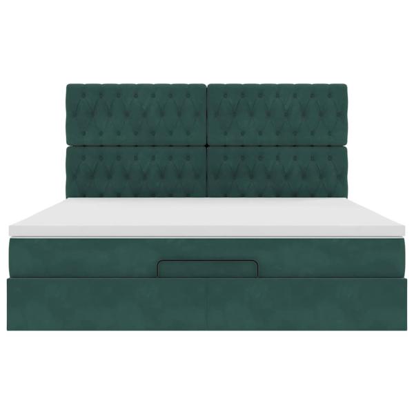 Ottoman-Bett mit Matratzen Dunkelgrün 180x200 cm Samt