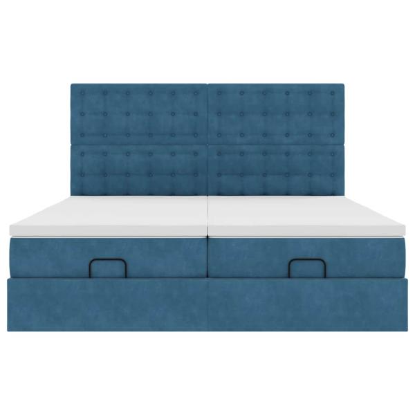 Ottoman-Bett mit Matratzen Dunkelblau 180x200 cm Samt