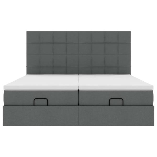 Ottoman-Bett mit Matratzen Dunkelgrau 180x200 cm Stoff
