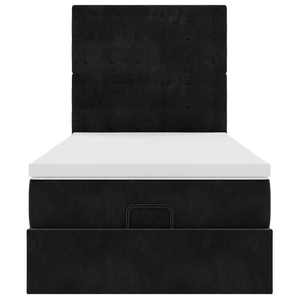 Ottoman-Bett mit Matratzen Schwarz 80x200 cm Samt