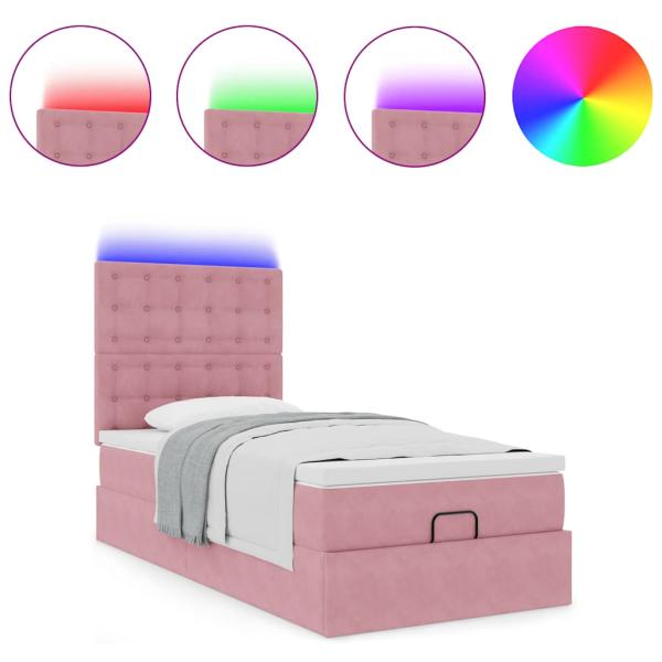 Ottoman-Bett mit Matratzen Rosa 100x200 cm Samt