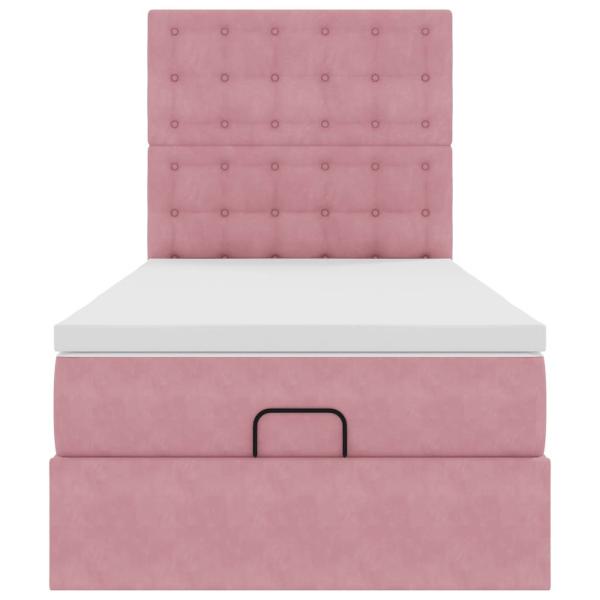 Ottoman-Bett mit Matratzen Rosa 100x200 cm Samt
