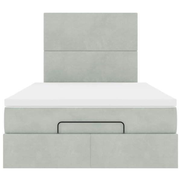 Ottoman-Bett mit Matratzen Hellgrau 120x190 cm Samt