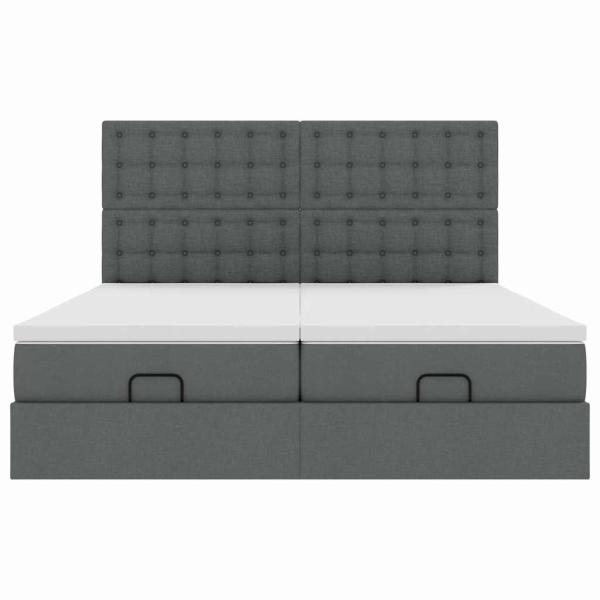Ottoman-Bett mit Matratzen Dunkelgrau 160x200 cm Stoff