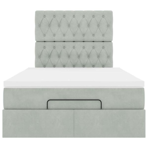 Ottoman-Bett mit Matratzen Hellgrau 120x190 cm Samt