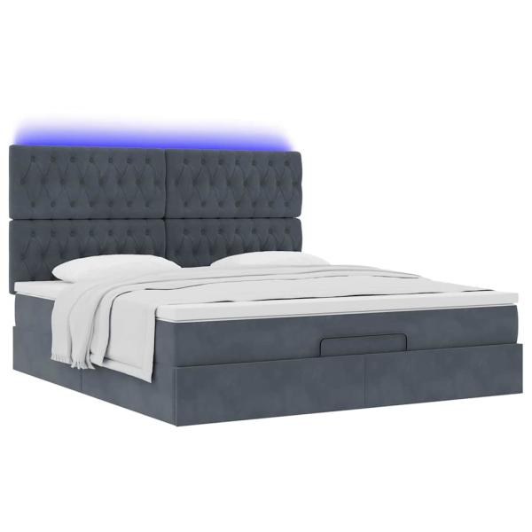 Ottoman-Bett mit Matratzen Dunkelgrau 180x200 cm Samt