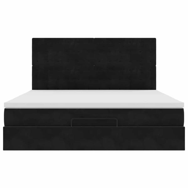 Ottoman-Bett mit Matratzen Schwarz 180x200 cm Samt