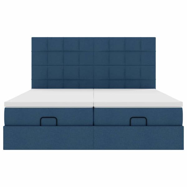 Ottoman-Bett mit Matratzen Blau 180x200 cm Stoff