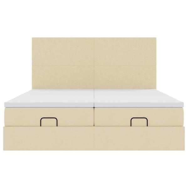 Ottoman-Bett mit Matratzen Creme 200x200 cm Stoff