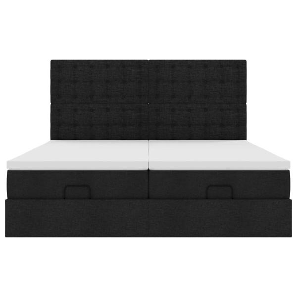 Ottoman-Bett mit Matratzen Schwarz 180x200 cm Stoff