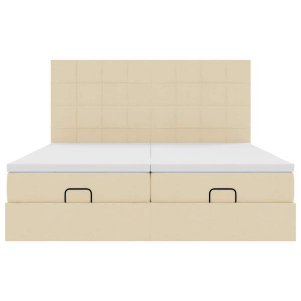 Ottoman-Bett mit Matratzen Creme 200x200 cm Stoff