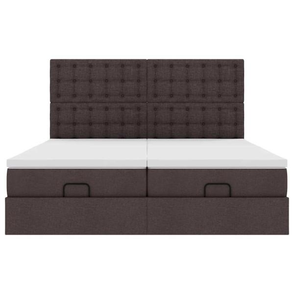 Ottoman-Bett mit Matratzen Dunkelbraun 200x200 cm Stoff
