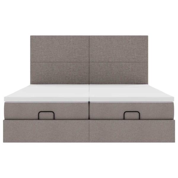 Ottoman-Bett mit Matratzen Taupe 180x200 cm Stoff