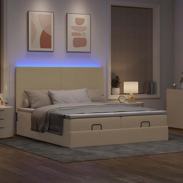 Ottoman-Bett mit Matratzen Creme 160x200 cm Stoff