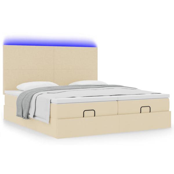 Ottoman-Bett mit Matratzen Creme 160x200 cm Stoff