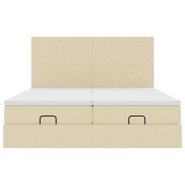 Ottoman-Bett mit Matratzen Creme 160x200 cm Stoff