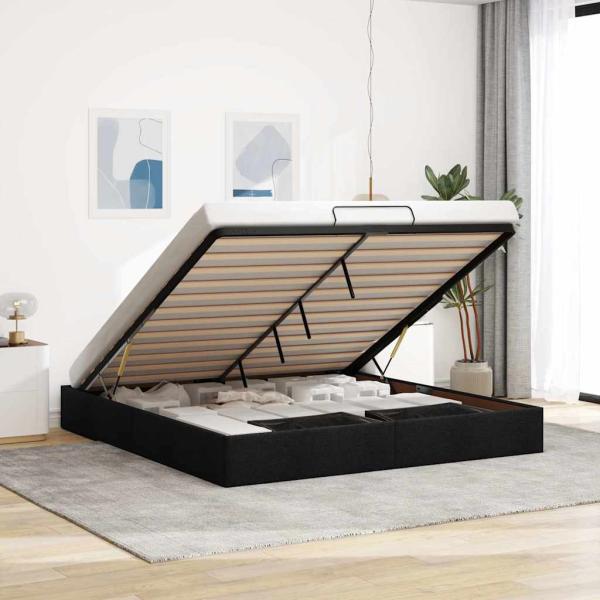 ARDEBO.de - Ottoman-Bett ohne Matratze Schwarz 180x200 cm Stoff