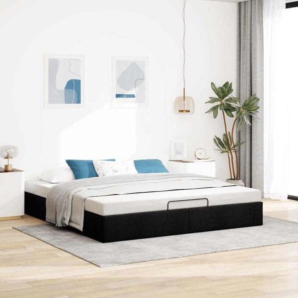 Ottoman-Bett ohne Matratze Schwarz 180x200 cm Stoff