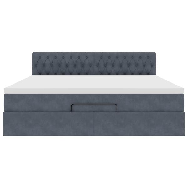 Ottoman-Bett mit Matratze Dunkelgrau 180x200 cm Samt