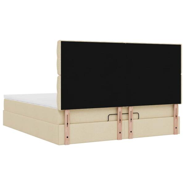 ARDEBO.de - Ottoman-Bett mit Matratze Creme 160x200 cm Stoff