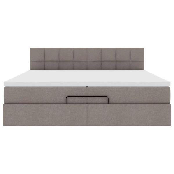 Ottoman-Bett mit Matratze Taupe 200x200 cm Stoff