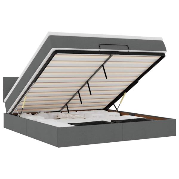 Ottoman-Bett mit Matratze Dunkelgrau 180x200 cm Stoff