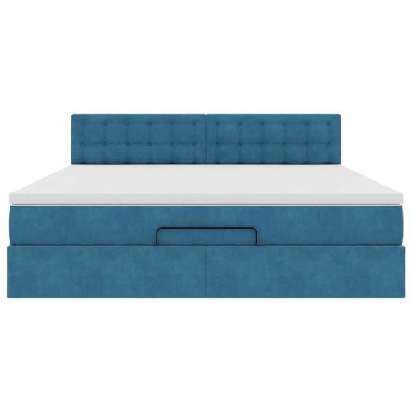 Ottoman-Bett mit Matratze Dunkelblau 180x200 cm Samt