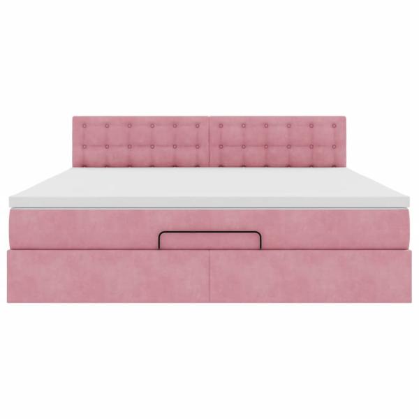 Ottoman-Bett mit Matratze Rosa 180x200 cm Samt