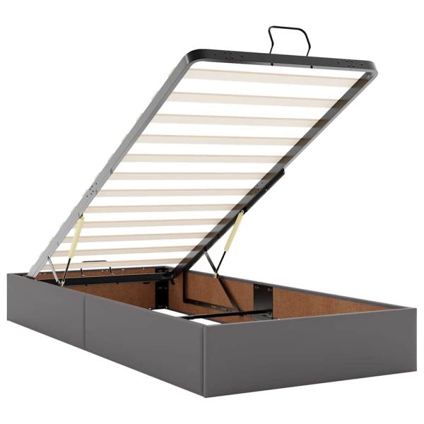 ARDEBO.de - Ottoman-Bett mit Matratze Grau 80x200 cm Kunstleder