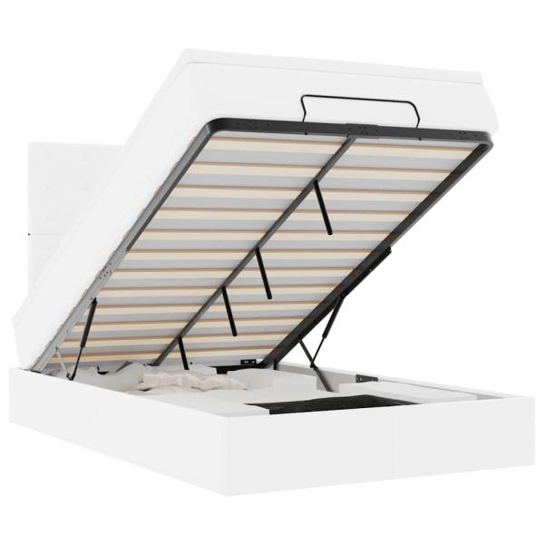 Ottoman-Bett mit Matratze Weiß 120x200 cm Kunstleder