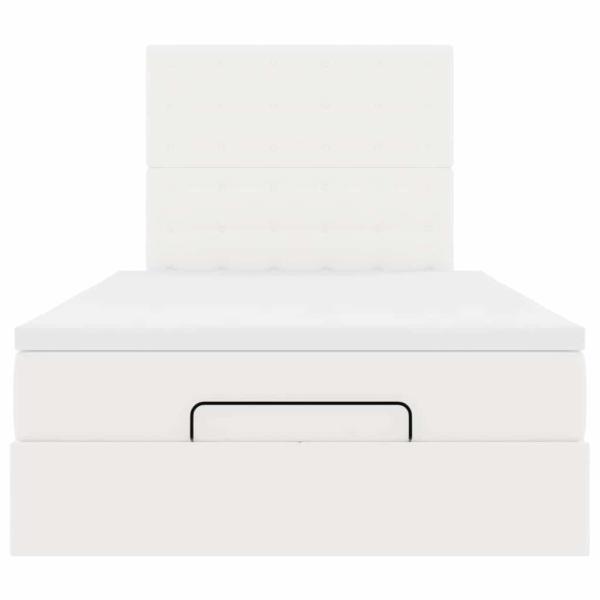 Ottoman-Bett mit Matratze Weiß 120x200 cm Kunstleder