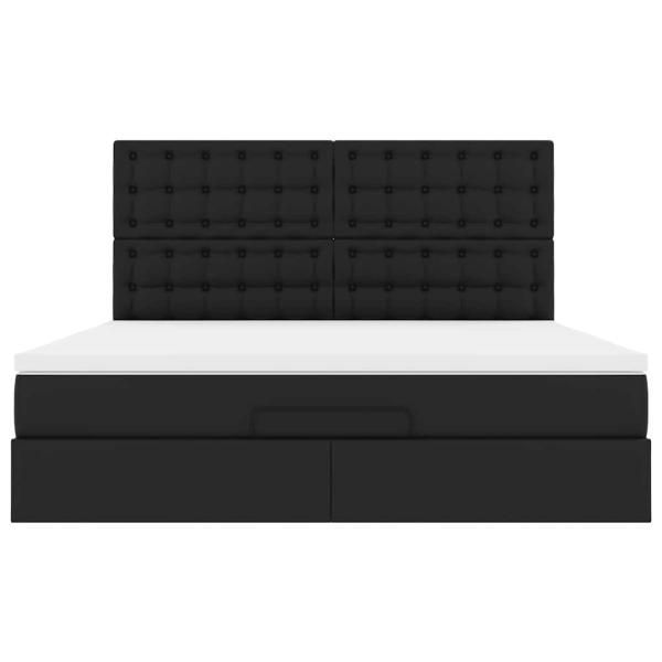 Ottoman-Bett mit Matratze Schwarz 180x200 cm Kunstleder