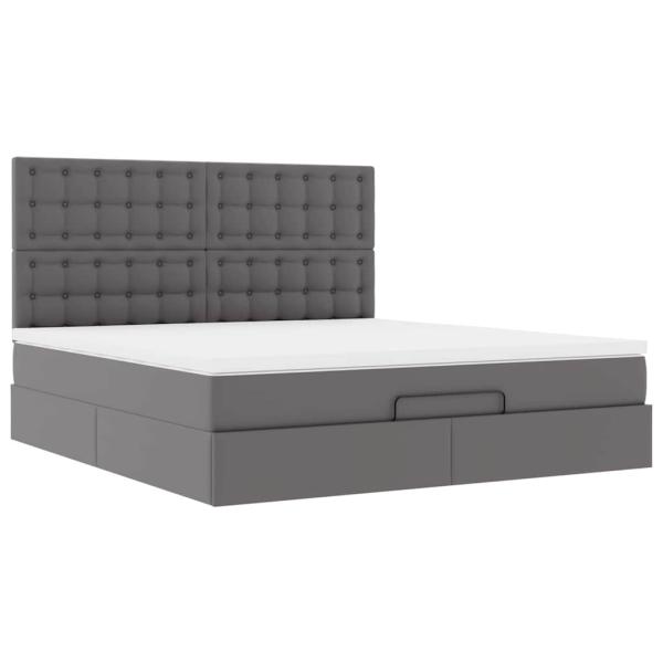 Ottoman-Bett mit Matratze Grau 180x200 cm Kunstleder