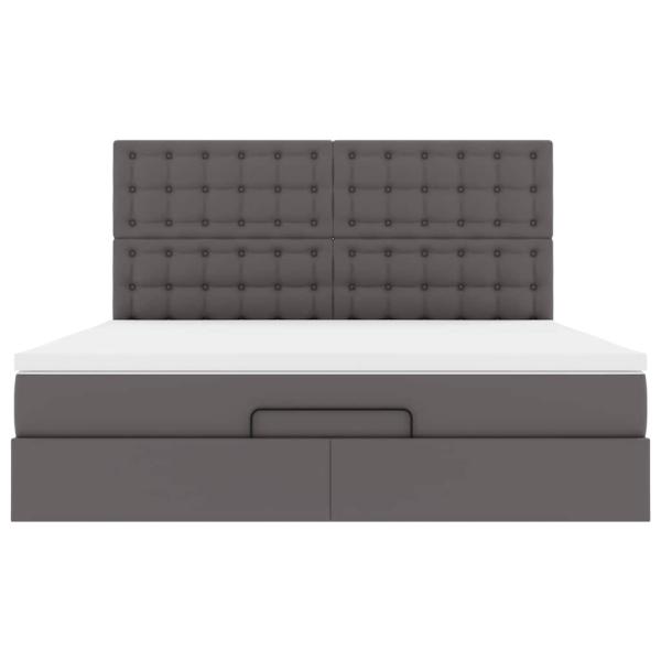 Ottoman-Bett mit Matratze Grau 180x200 cm Kunstleder