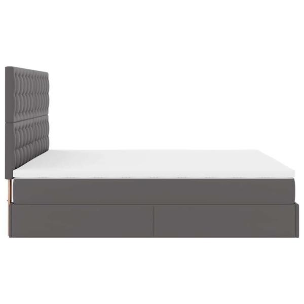 Ottoman-Bett mit Matratze Grau 180x200 cm Kunstleder