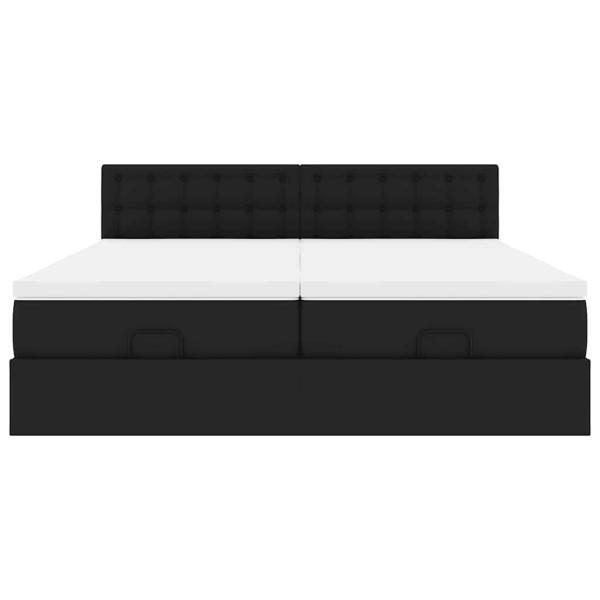 Ottoman-Bett mit Matratzen Schwarz 180x200 cm Kunstleder