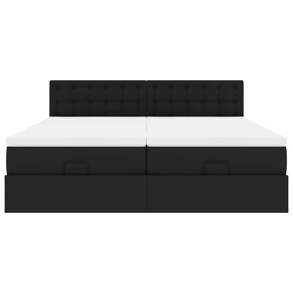 Ottoman-Bett mit Matratzen Schwarz 200x200 cm Kunstleder