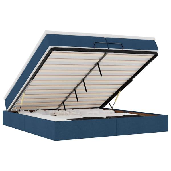 Ottoman-Bett mit Matratzen Blau 200x200 cm Stoff