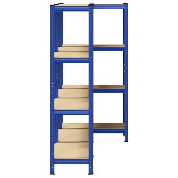 Lagerregale mit 4 Böden 3 Stk. Blau Stahl & Holzwerkstoff
