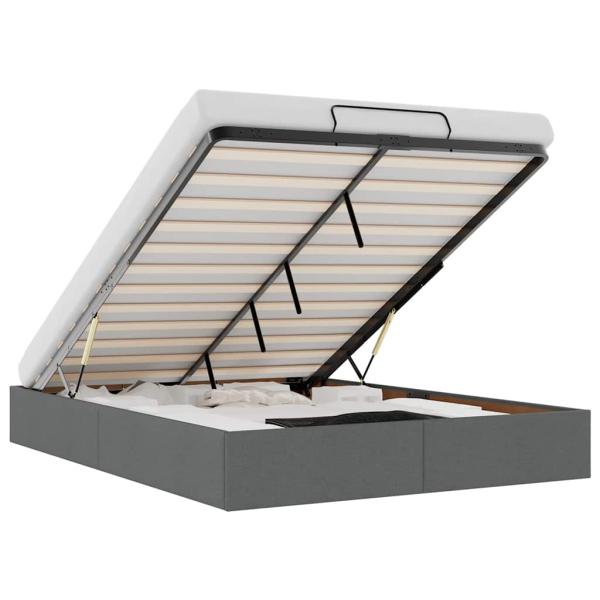 Ottoman-Bett ohne Matratze Dunkelgrau 140x200 cm Stoff