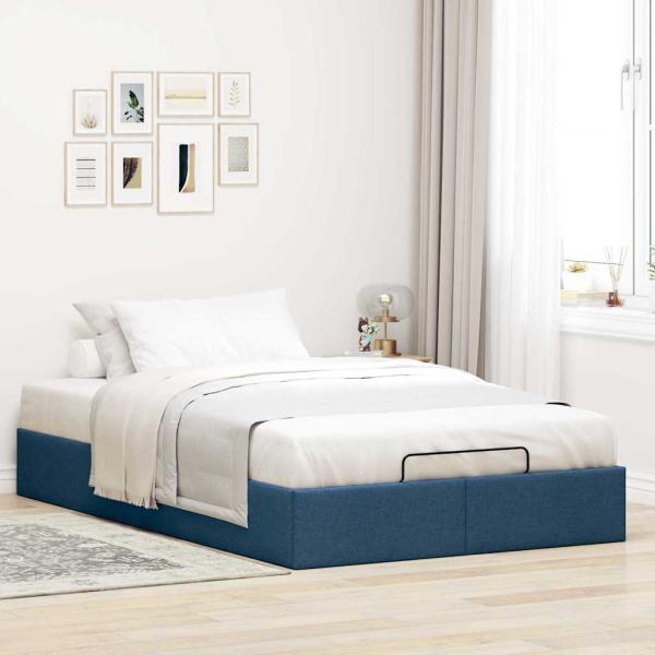 Ottoman-Bett ohne Matratze Blau 120x200 cm Stoff