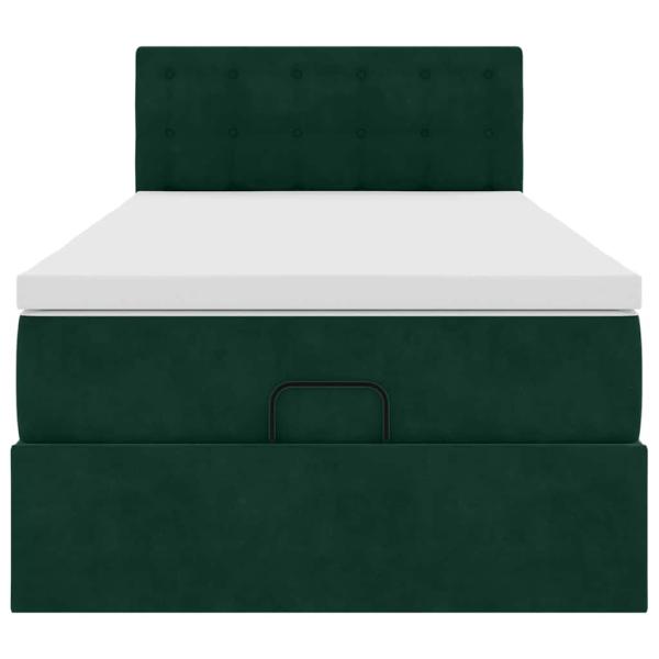 Ottoman-Bett mit Matratze Dunkelgrün 100x200 cm Samt