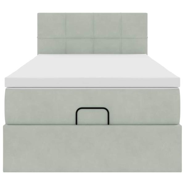 Ottoman-Bett mit Matratze Hellgrau 90x190 cm Samt