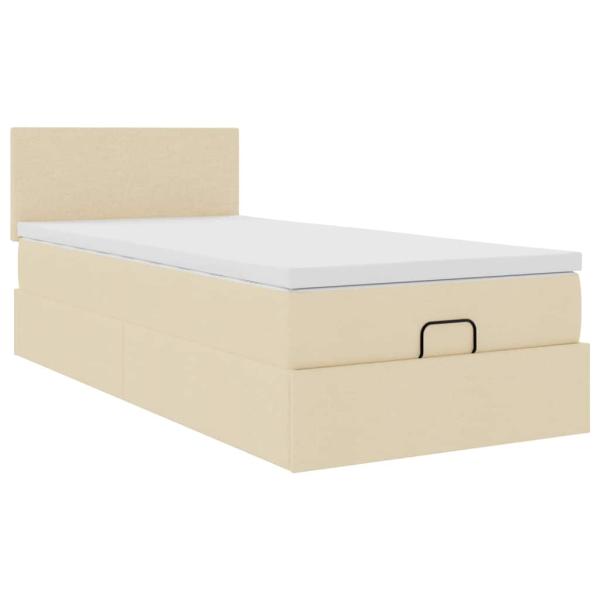 Ottoman-Bett mit Matratze Creme 80x200 cm Stoff